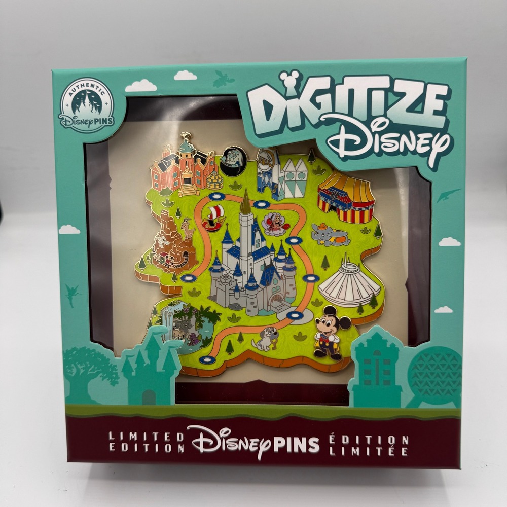 Disney Digitize Disney Limited Edition 2500 Jumbo Pin Map Attractions Mickey